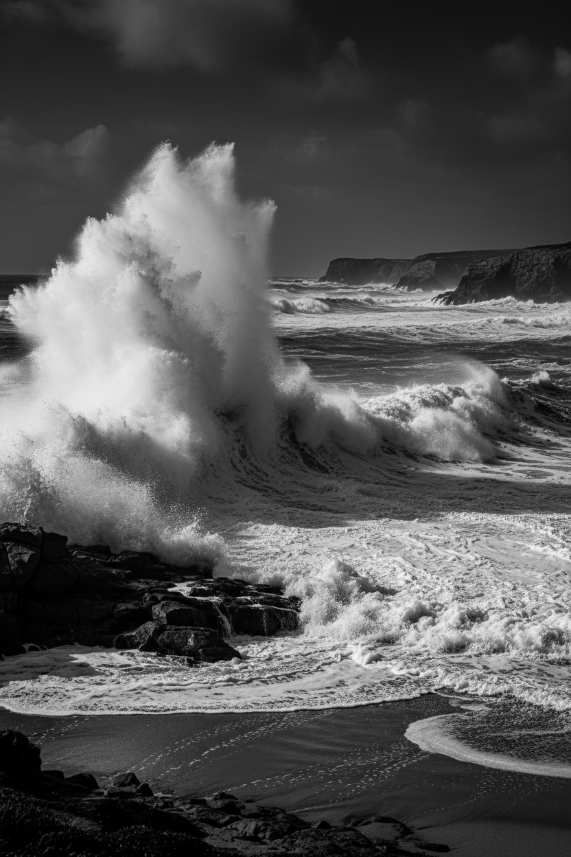 Bold Black and White Beach